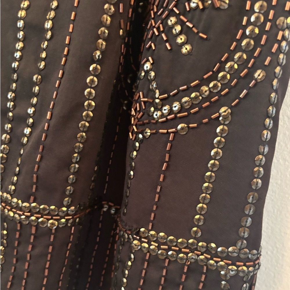 Free People Sedona Embellished Black and Gold Sequin Mini Slip Dress - Picture 5 of 11